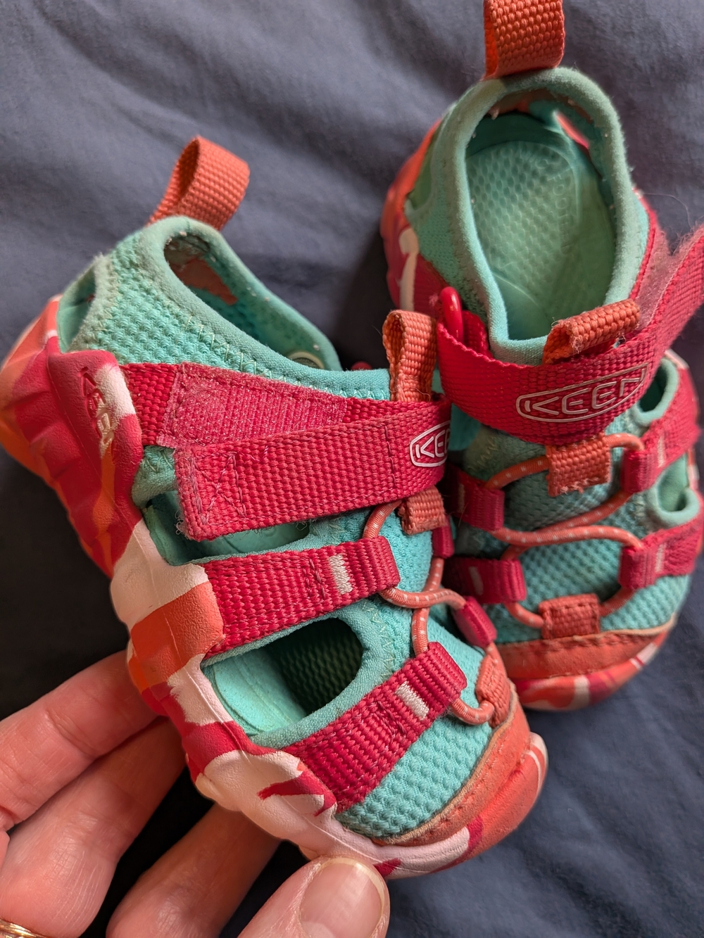 Keen Kids' Aqua-Friendly Sandals - Teal & Coral Pink